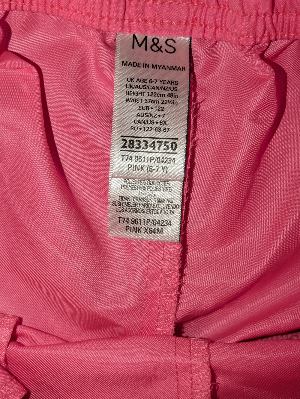 Marks & Spencer Pink Girls' Elastic Waist Drawstring Shorts, 6-7